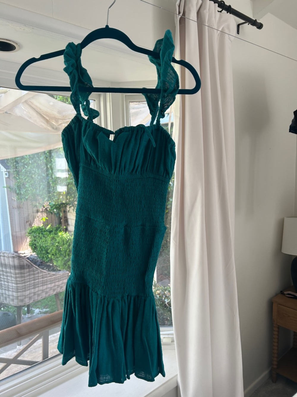 Skylar + Madison Teal Ruffle-Strap Mini Dress